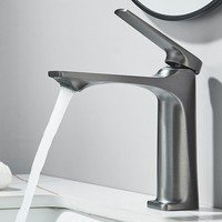 Badarmatur Waschtischarmatur Wasserhahn Waschbecken Einhand Mischbatterie Grau