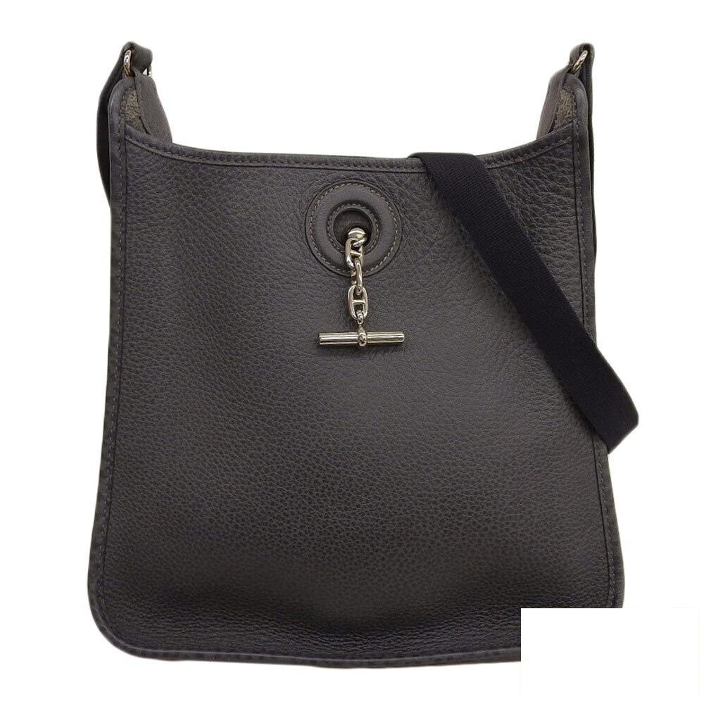 HERMES Vespa PM Shoulder Bag Black Leather Engraved C