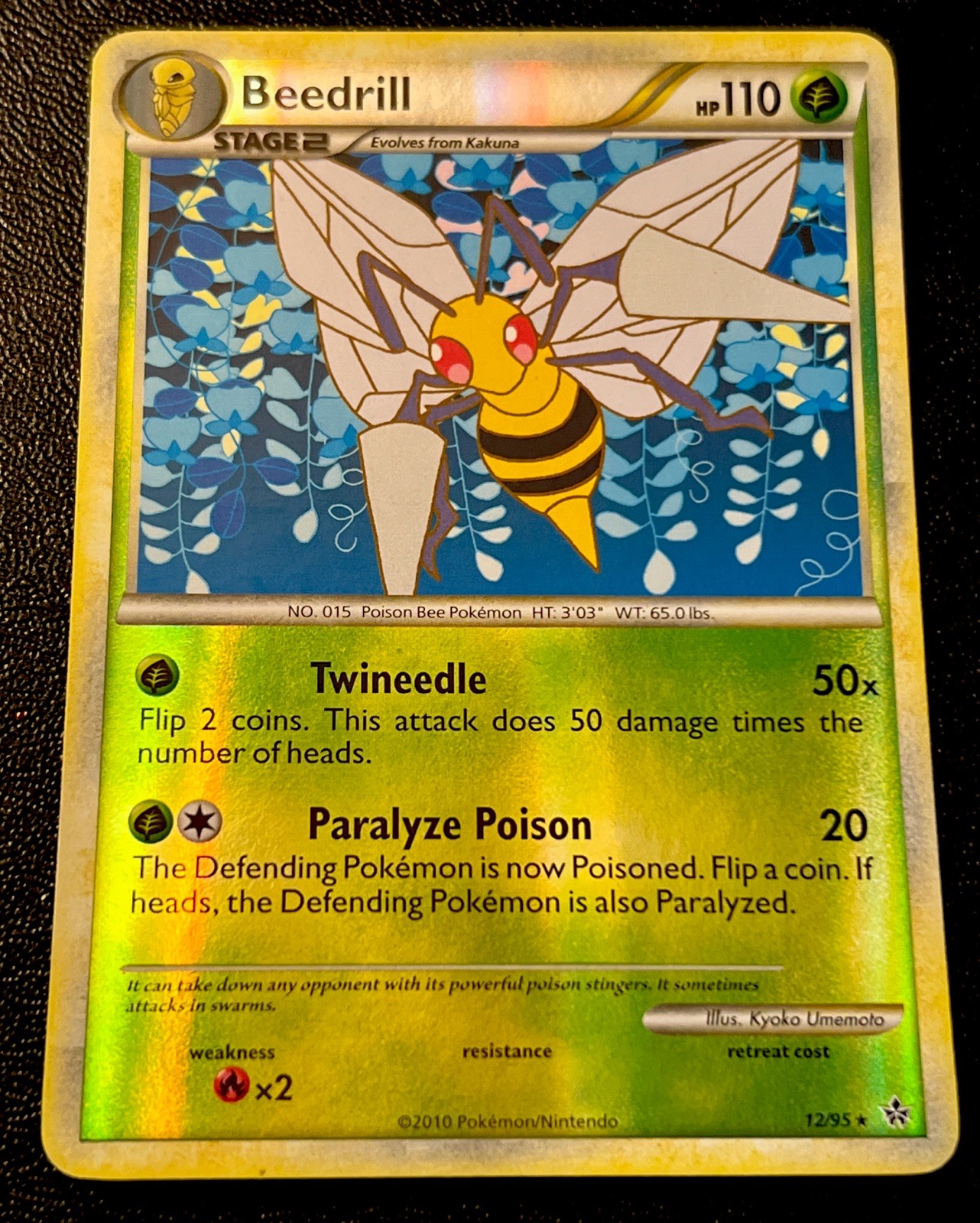 Beedrill 12/95 LP Reverse Holo Rare HGSS Unleashed Pokemon Card!
