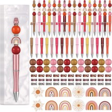 Colarr 24 Sets Plastic Beadable Pens DIY Making Kit Assorted Wood Beads...