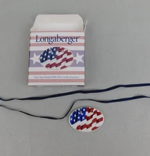 Vintage 90s Longaberger Patriotic American Flag Ceramic Tie-On Basket Charm 7951