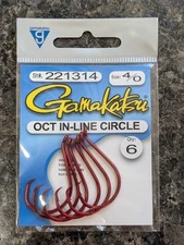 Gamakatsu Octopus Circle Hooks Inline-Point - Red - Size 4/0 - Bait Hooks