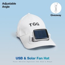 USB  Solar - Powered Fan Hat Black/White 