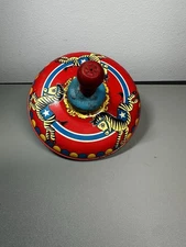 Vintage Metal Spinning Toy Colorful Zebras On Top OHIO Art Co. Made in USA