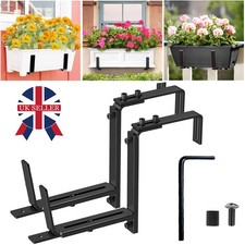 2X Trough Pot Hanging Adjustable Hooks Rail Balcony Planter Holder Brackets