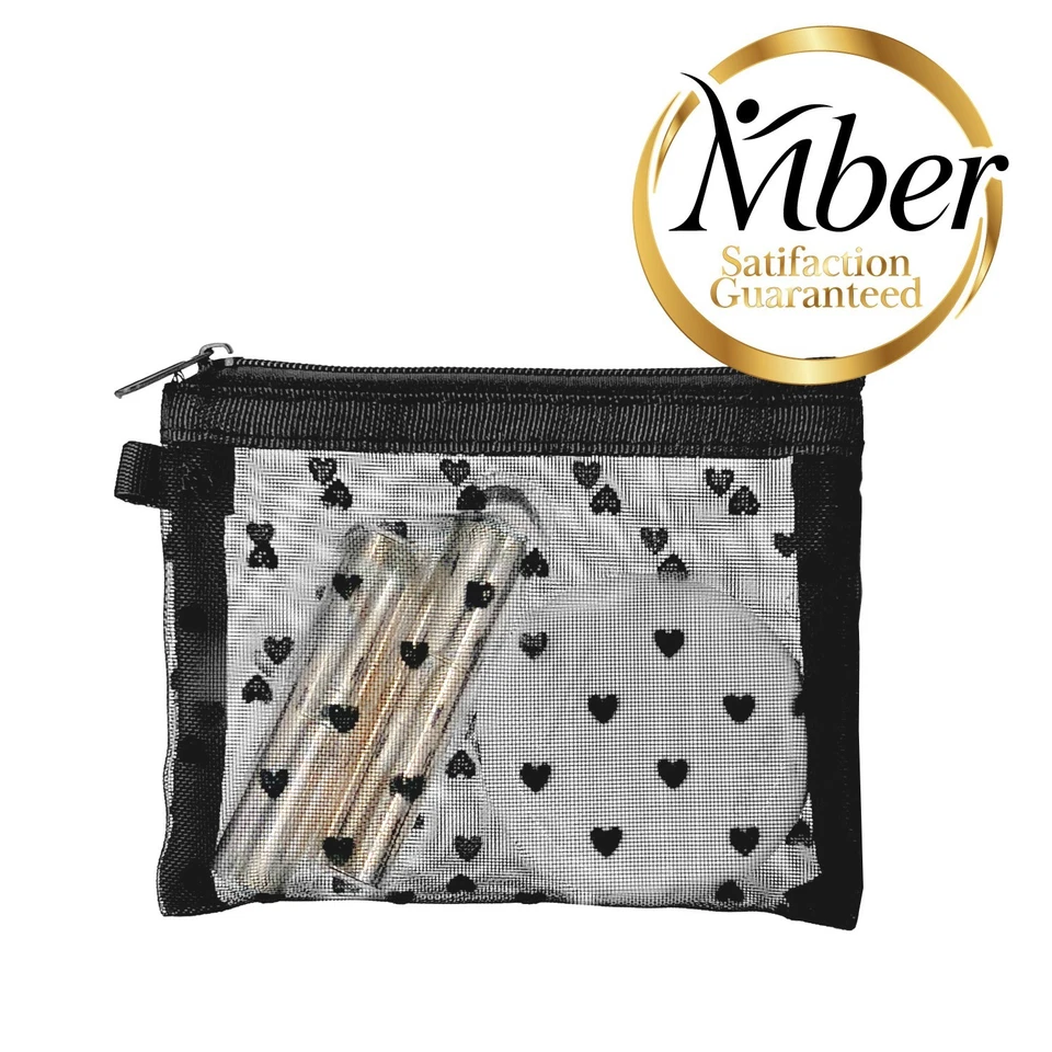 Bolsa de Maquillaje de Malla Pequeña Mber, Mini Bolsa de Cosméticos Bolsa con Cremallera para Artículos de Tocador de Viaje