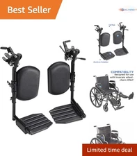Wheelchair Legrests Elevating Aluminum Footplates Padded Calf Pads Pair Black
