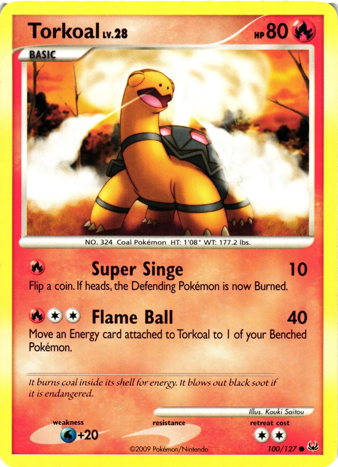 Pokemon TCG Platinum Base Set Torkoal 100/127 Common Basic LP