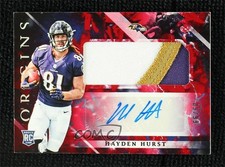2018 Panini Origins Rookie Jumbo Patch Auto Red 89/99 Hayden Hurst #107 RPA RC