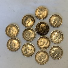 WW 1.  Silver Threepenny Pieces (x12) George V All F 1914,1916,1917,1918