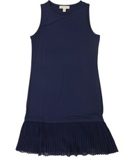 Michael Kors Womens Pleated Hemline Tank Dress, Blue, Small