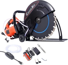 Electric 14" Cut Off Saw - Wet/Dry Concrete Saw Cutter Guide Roller w/Water Line