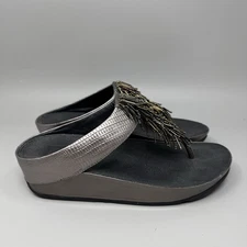 Fitflop size 7 Cha Cha Sandals Nimbus Silver Comfort Arch Support Walking