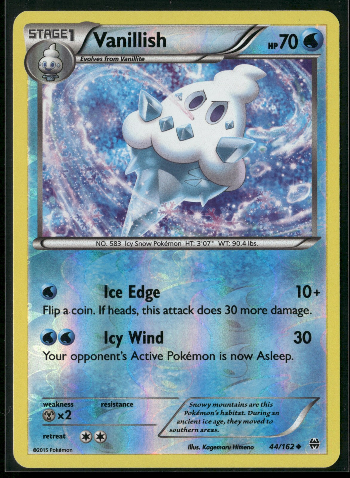 XY - BREAKthrough #44/162 Vanillish Reverse Holo