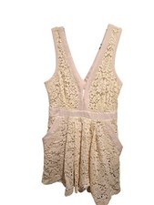 Free People | Cream Ivory "Lovely in Love" Lace Cut Out Back Mini Dress | XS