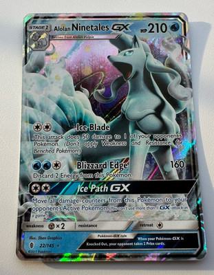 Pokemon TCG Alolan Ninetales GX 22/145 Guardians Rising Ultra Rare Holo