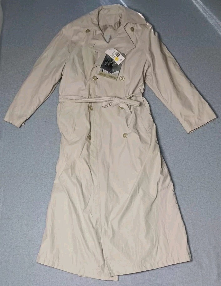 NWT! London Fog Jennifer Trench Coat $215 Womens Size 6 Biege Long Buttons...