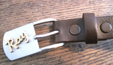 NOS VTG Swank Brown DRESS TOP GRAIN Leather Belt Sz 38 W/NAME ON BUCKLE-RAY
