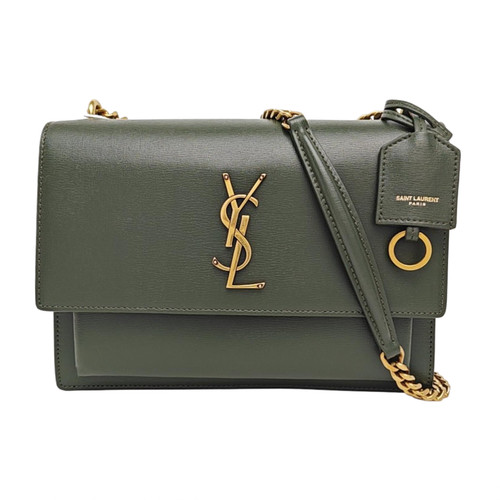 【Authentic】 Yves Saint Laurent SUNSET Green Leather Handbags (DDP)