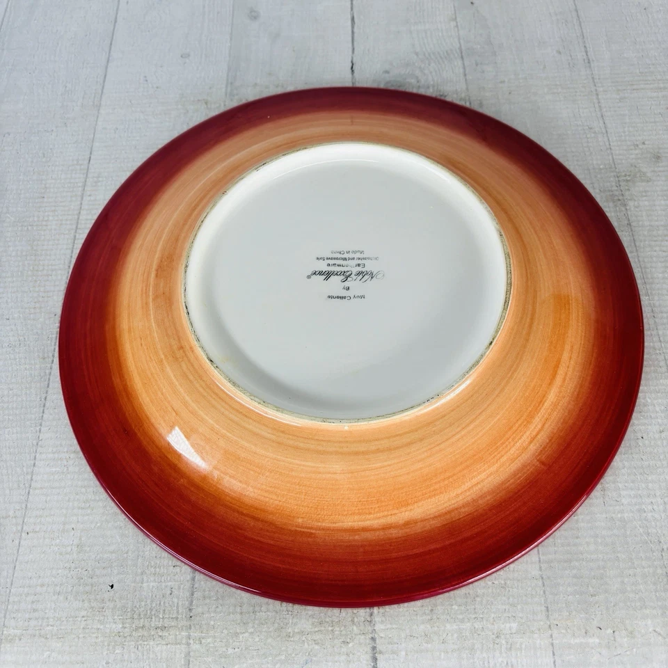Noble Excellence MUY CALIENTE Colorful Rim Stripe Earthenware Dinner Plate Set 4 - Image 3 of 4