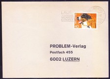 Switzerland 1983 used cover with Dogs, Swiss Cynology Society stamp slogan meter