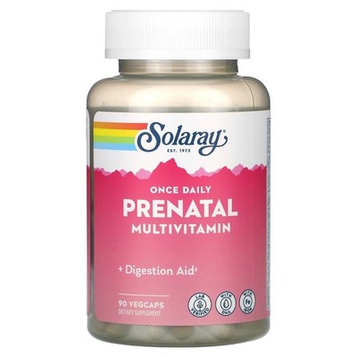 Solaray, Once Daily, pränatales Multivitaminpräparat, 90 pflanzliche Kapseln