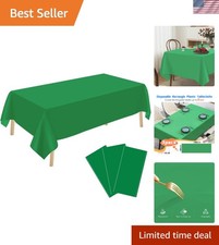 3 Pack Green Plastic Tablecloth Disposable Rectangular Table Cloth 54 x 108 I...