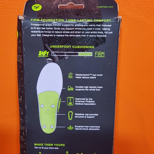 Superfeet All Purpose Green High Arch Insoles Size E Mens 9.5 to 11 Rough Box - Picture 8 of 10