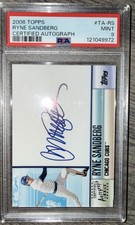 Topps 2006 Ryne Sandberg Certified Autograph TA-RS PSA 9 Chicago Cubs