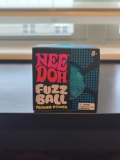 Authentic NeeDoh Blue Fuzz Ball Flower Power Velvet Squeeze Toy Fuzzball