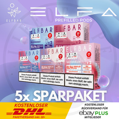 5x2 ELFA Pods by ELFBAR E-Zigarette Sparpaket E-Liquid mit 20mg Nikotin NicSalt