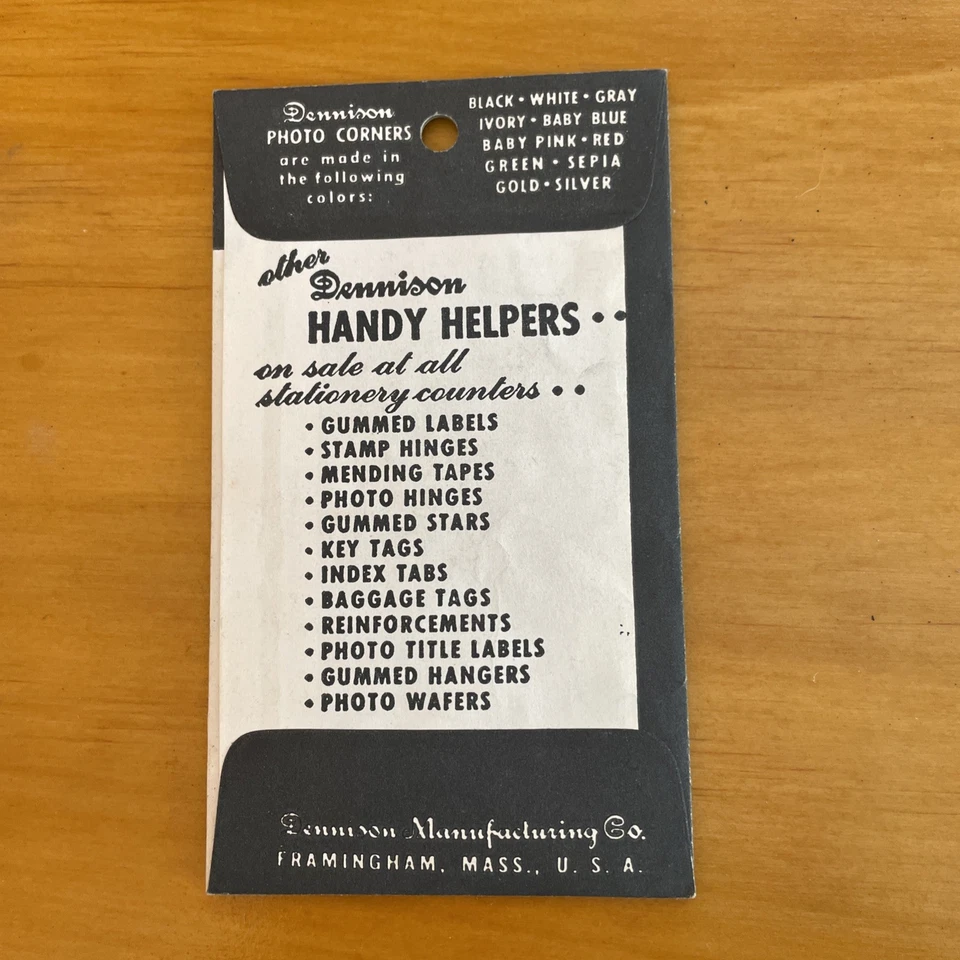 Cantos antigos de montagem em fotos Dennison para capas. Um pacote lacrado de 100 preto - Imagem 2 de 2