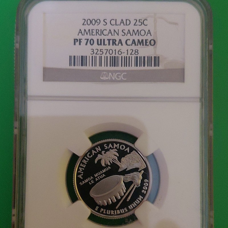 NGC PF70 Ultra Cameo 2009-S 25C American Samoa Proof Quarter 3257016-128