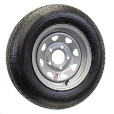 Trailer Tire and Rim ST145R12 Radial ST145/R12 LRD 5-4.5 Silver Spoke Wheel