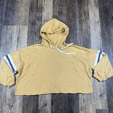 American Eagle Gold Cropped Hoodie Oversized Sweatshirt Women's Medium