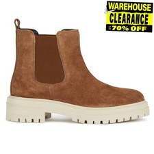 Image of Geox D Iridea B Womens Ankle Boots Suede Leather Casual Everyday Boots Brown