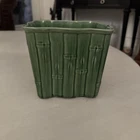 RARE Vintage Shawnee Pottery Green Glazed Bamboo 4066 USA Square Planter Pot 6"
