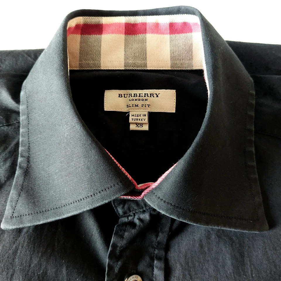 BURBERRY   Vintage BLACK Shirt   Cotton  Size Small  Unisex - Immagine 4 di 4