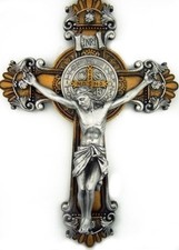 St. Saint Benedict Crucifix 2 Tone Wall Cross...