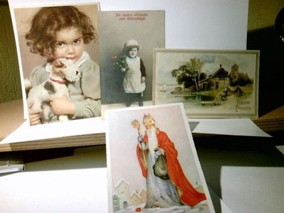 Nostalgia / Vintage. 4 x old postcard/postcard 1 x b/w/coloured and fa