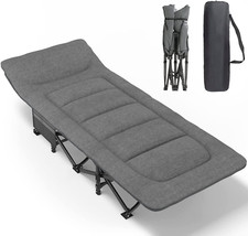 Camping Cot for Adults with Cushion and Pillow, Portable Folding Bed for Sleepin