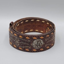 Vintage Cowtown Leather Buffalo Nickel Embossed Belt Small Pre-owned