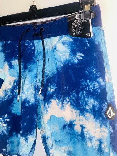 Volcom Board Shorts Mens 28 Drawstring Mod Tech Blue Ocean Waves Swim New Tags - Picture 8 of 10