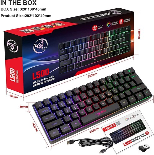 Bluetooth & Wireless Gaming Keyboard Mechanical Feeling Dual Modes RGB Backlit - Picture 3 of 12