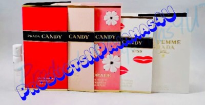 LOT of 5~Prada CANDY~L'EAU~FLORALE~CANDY KISS~LA FEMME~CARDED SAMPLES Free Ship!