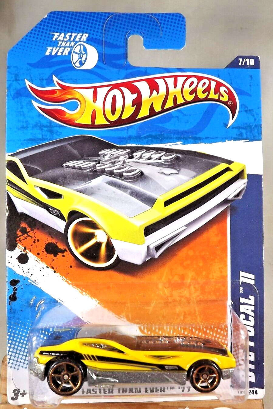2011 Hot Wheels #147 Faster Than Ever 7/10 BYE FOCAL II Yellow w/Gold FTE Spokes