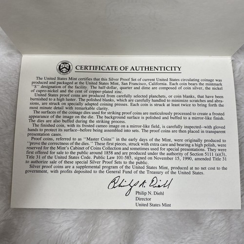 1996 US Mint Premier SILVER Proof 5 Coin Set with Original Box & COA - Picture 5 of 5