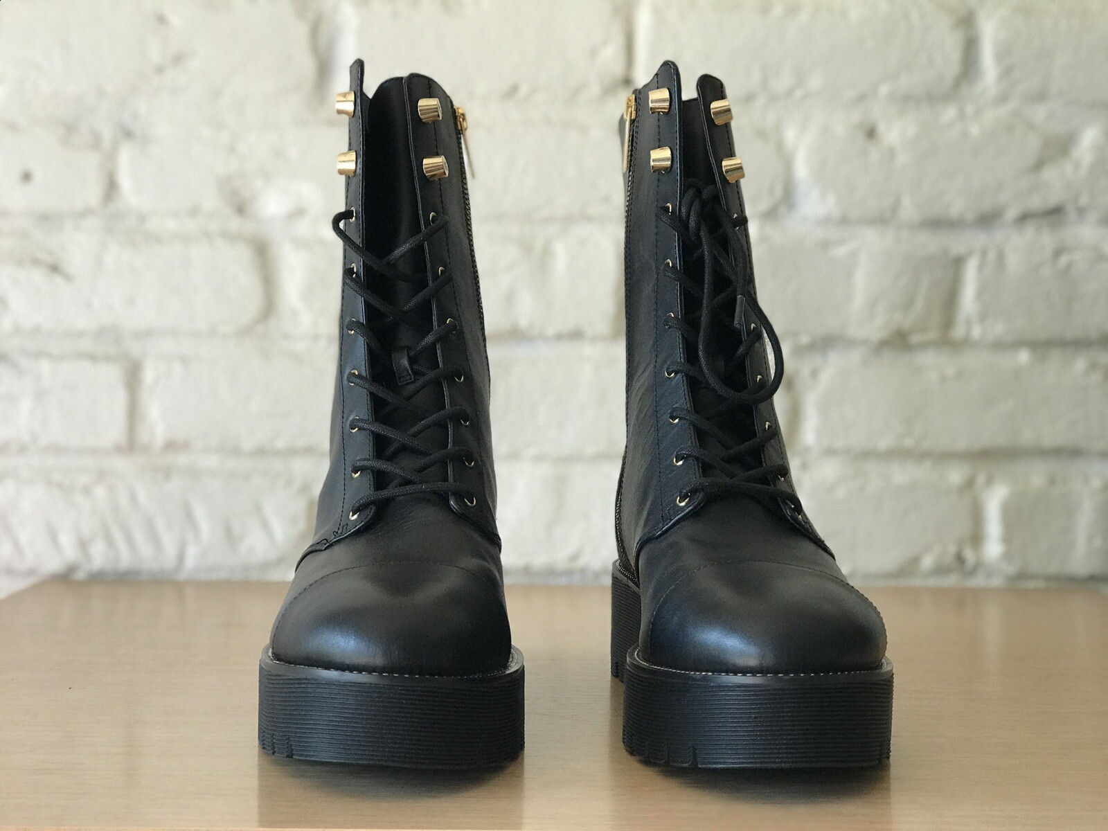 Michael Kors Cowboy Combat Tall Leather Ankle Boots Black Women Size 11 New