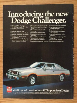 DODGE18 Vintage Advertisement 1978 Dodge Challenger GT