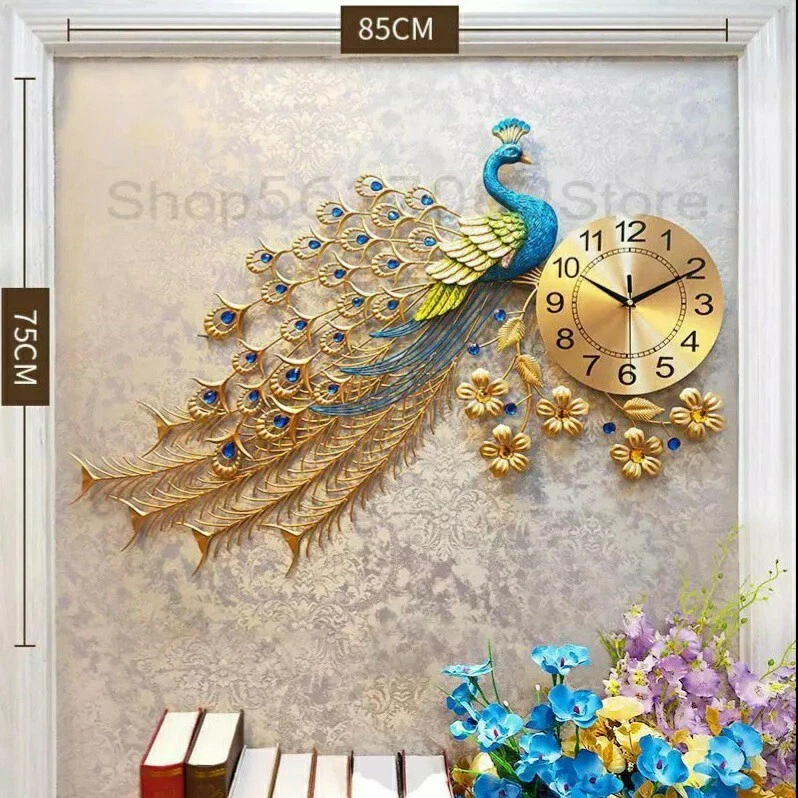 Peacock Wall Clock 3D wall decoration  - Image 2 of 4